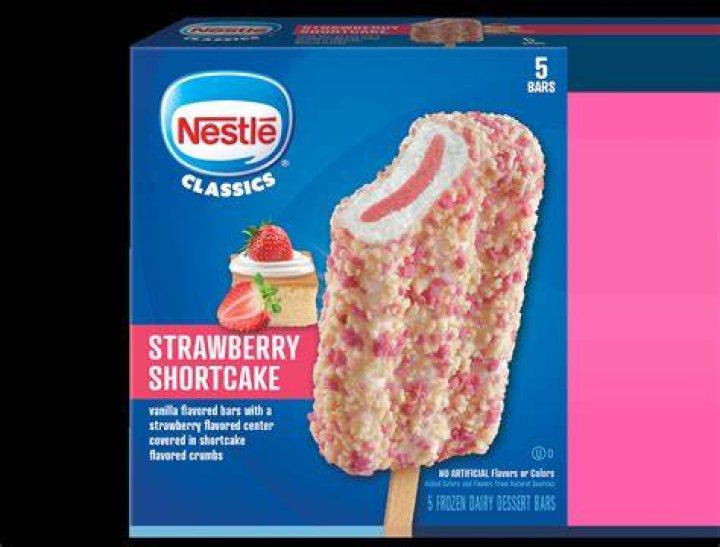 Strawberry shortcake ice cream base in a bowl and a loaf pan.
